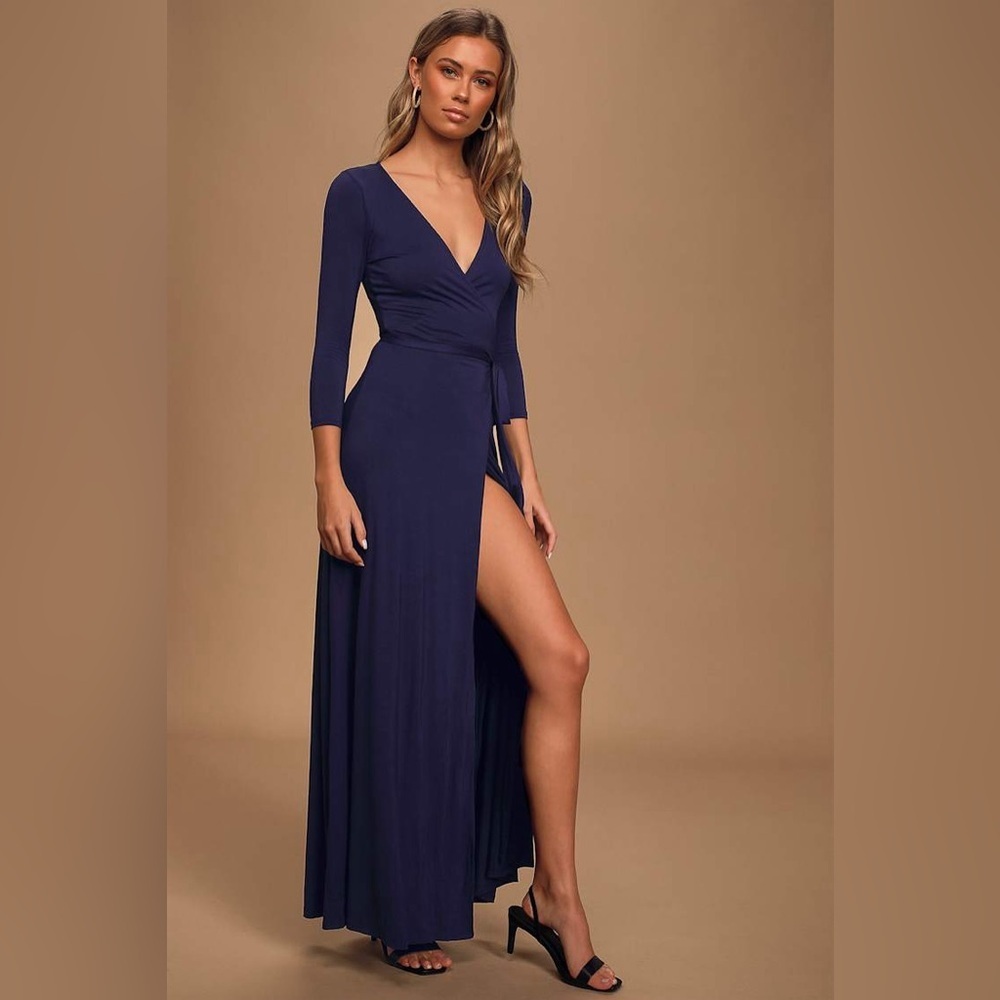 Lulus Garden District Navy Blue Wrap Maxi Dress Size 3x NWT Cocktail Dress